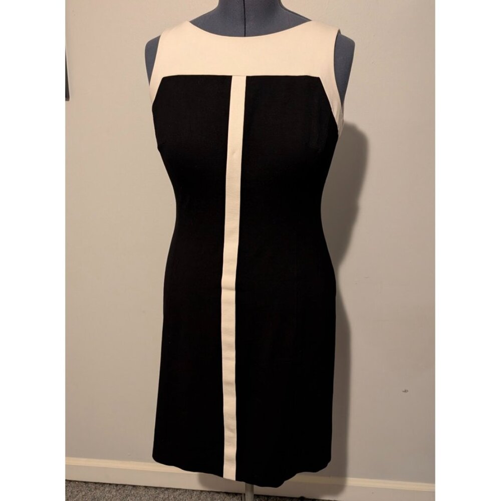 Lauren Ralph Lauren Black & Cream Colorblock Sheath Dress Size 10
